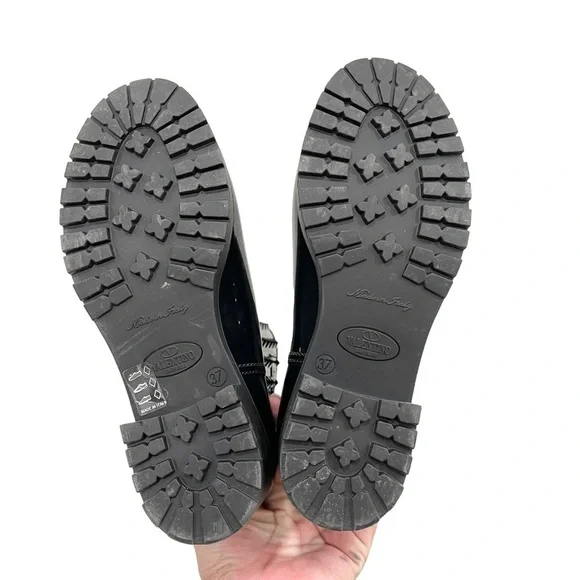 Valentino Black Rockstud Rubber Rain Boots Size 37 - Picture 7 of 8